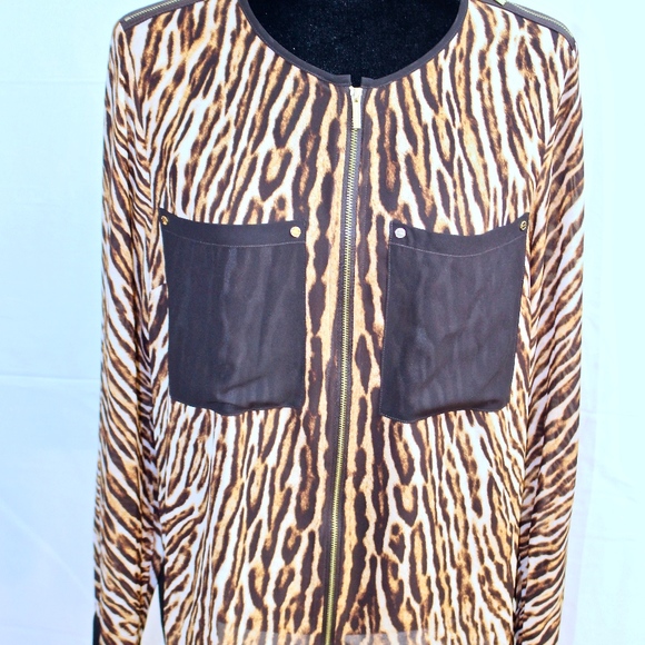 🆕 EUC, Michael Kors Safari Blouse, Sz M 🆕 - Picture 1 of 8